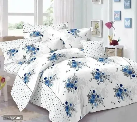 Glace Cotton 85x85 Inch Double Bedsheet with 2 Pillow Cover, Multicolor