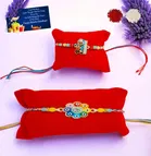 Metal 2 Pcs Rakhi with Greeting card, Roli 
