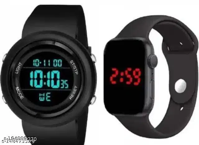 Digital Watch for Men (Multicolor, Set of 2)