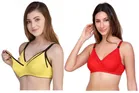 Cotton Blen Solid Non Padded Feeding Bras for Women (Multicolor, 32) (Pack of 2)