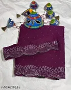 Georgette Embellished Saree For Women, Purple
