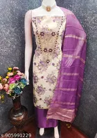 Silk Blend Punjabi/All Over Suits Semi-Stitched Suits for Women 