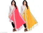 Solid Cotton Silk Dupatta with Tassels for Women, Pack of 2 
