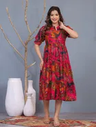 Georgette Printed Midi Dress for Women 