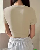 Lycra Top for Women, Beige 