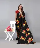 Women's Designer Georgette Floral Printed Saree with Blouse Piece 