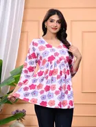 Rayon Floral Print Short Kurti for Women 