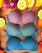 Cotton Solid Bra for Women & Girls, Multicolour, Pack of 3 