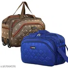 Polyester Duffel Bags (Brown & Blue, Pack of 2)