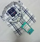 Cotton Blend Checked Shirt for Men, White 
