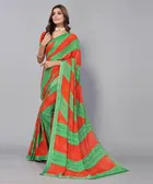 Women's Designer Georgette Printed with lace Saree with Blouse Piece 
