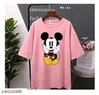 Polycotton Printed T-Shirt for Women, Pink 