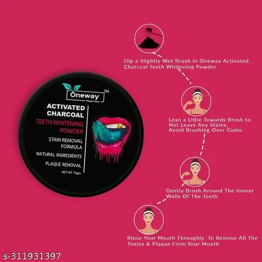 Oneway Happiness Activated Charcoal Teeth Whitening Powder (75 g)