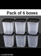 Plastic Storage Containers, White, Pack of 6 