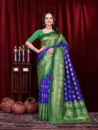 Mysore Silk Printed Saree for Women (Blue, 6.3 m)