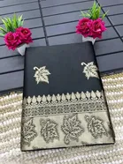 Litchi Silk Woven Design Saree for Women, Black 