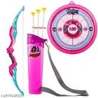 Plastic Archery Bow & Arrow Toy Set (Pink, Set of 1)