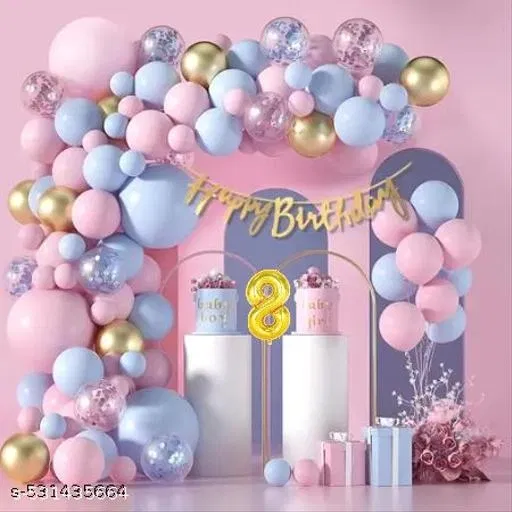 45 Pcs 8th Birthday Decoration kit, Multicolour, Set of 1