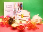 Alloy Rakhi with Greeting Card & Roli Chawal 