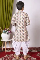 Dupion Silk Printed Kurta with Dhoti for Boys, Multicolor 