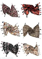 Printed Scarves for Women, Black, Pack of 6