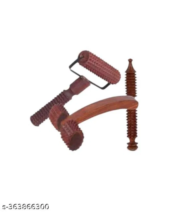 Wooden Body Massager Set (Brown, Set of 3)