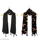 Chiffon Scarves for Women, Black, Pack of 2