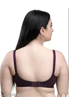Cotton Blend Solid Bras for Women, Pink & Purple, Pack of 2 