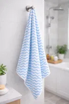 Microfiber Zig Zag Bath Towel Blue 