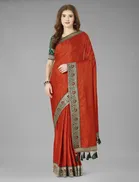 Vichitra Solid Saree for Women 
