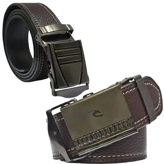 Casual Belt for Men (Brown, Pack of 2)