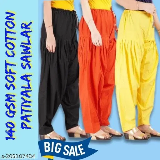 Salwar for Women, Pack of 3 (Yellow, 50)
