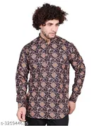 Cotton Blend Printed Short Kurta for Men, Multicolor 