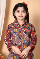 Rayon Printed Kurti with Pant for Girls 