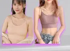 Cotten Blend Solid Padded Bras for Women (Multicolor, Free Size) (Pack of 2)