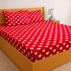 Microfibre Double Heart Printed Bedsheet 88x90in Red
