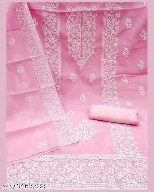 Punjabi Suits (Pink, 5.85 meter (S)) (Pink, 7.05 meter for Women (4XL)
