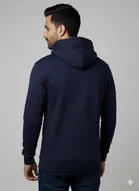 Fleece Printed Hoodie for Men ,Navy Blue 