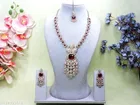 Mehandi Finish Long Pendant Statment Look Luxury Necklace Set for Women 