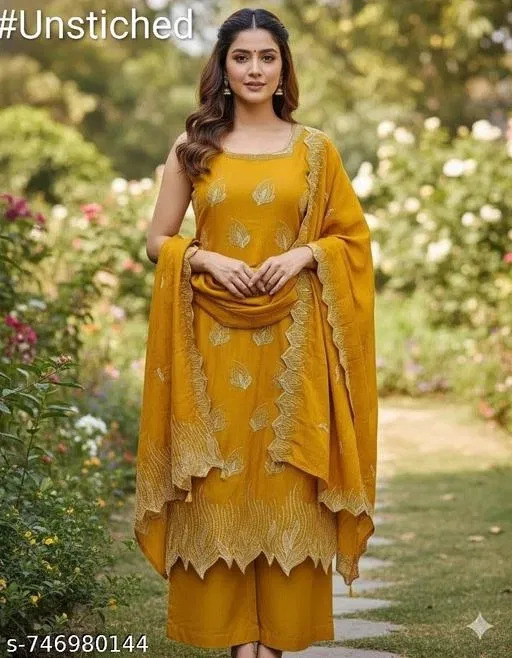 Embroidered Pakistani Suit (Multicolor, 6.85 meter (3XL)) (Multicolor, 6.25 meter for Women (L)