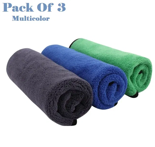Microfiber Thick Lint & Streak-Free Multipurpose Cleaning Clothes (Multicolor, Pack of 3)
