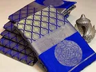 Litchi Silk Zari Woven Saree for Women, Blue 