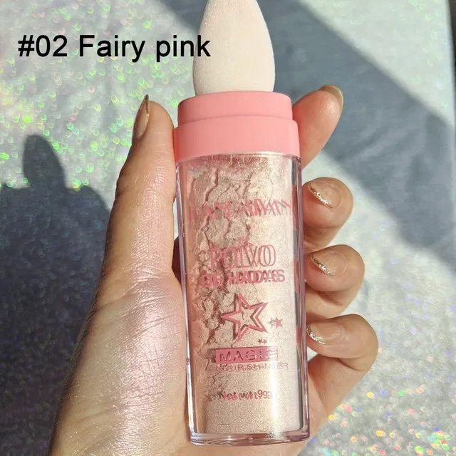 Daimanpu Polvo De Hadas Face and Body Shimmer Dust with 360 Puff Highlighter (Fairy Pink, 9 g)