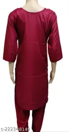 Cotton Blend Embroidered Kurti with Palazzo for Women 