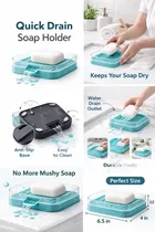 Rectangle Transparent WallMounted Soap Holder Blue