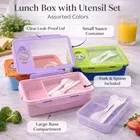 Lunch Box With Spoon & Fork Assorted Any 1 Colour