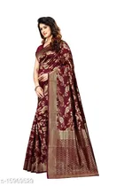 Litchi Silk Zari Woven Saree for Women, Maroon 