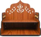 Wooden Premium Ganesh Ji Carved Pattern Temple & Set-Top Box Stand 20X20X22 CM