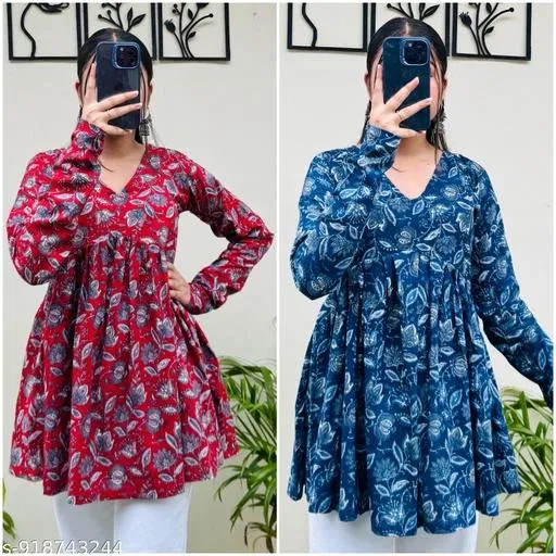Kurti for Girls, Pack of 2 (Pink, S)
