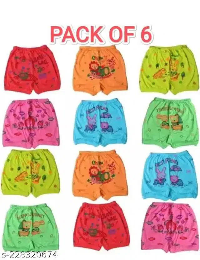 Cotton Innerwear Shorts for Kids (Multicolor, 0-3 Months) (Pack of 6)
